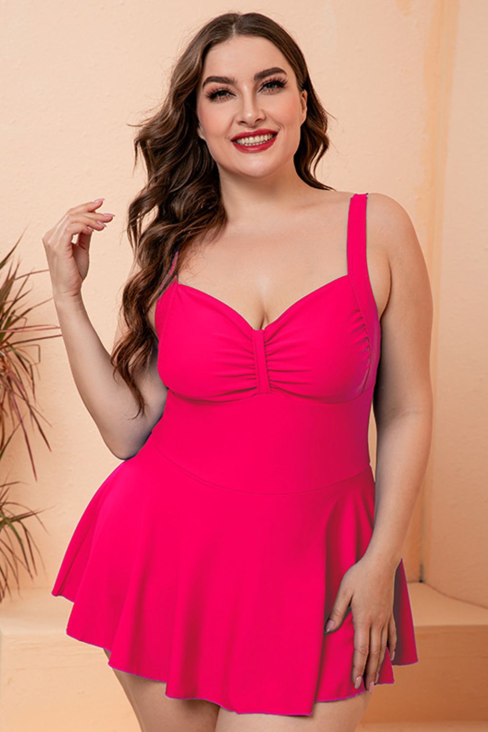 Full Size Gathered Detail Swim Dress