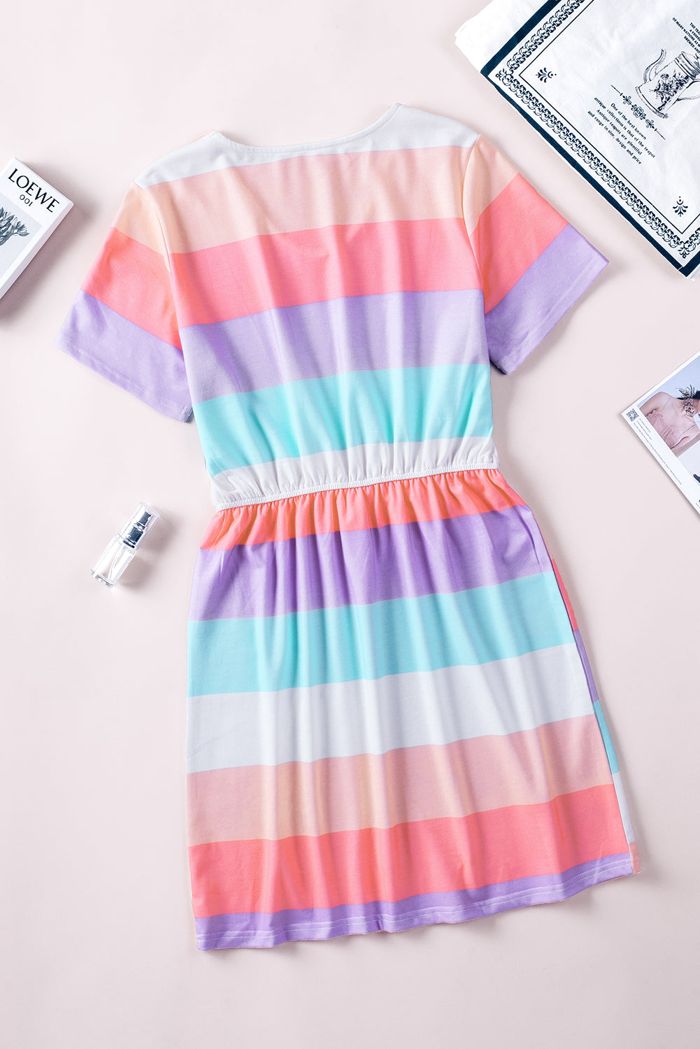 Color Block Drawstring T-Shirt Dress